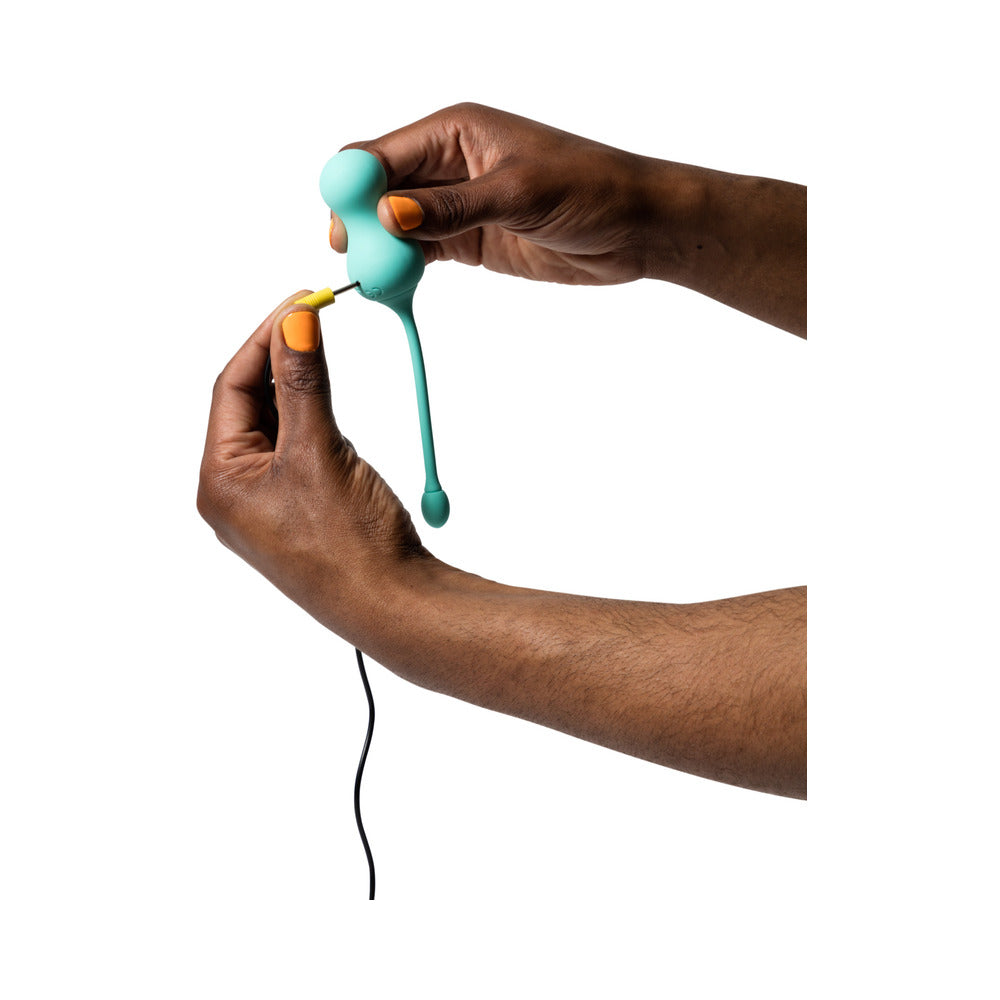 ROMP Cello Rechargeable Remote-Controlled Silicone G-Spot Egg Vibrator Light Teal