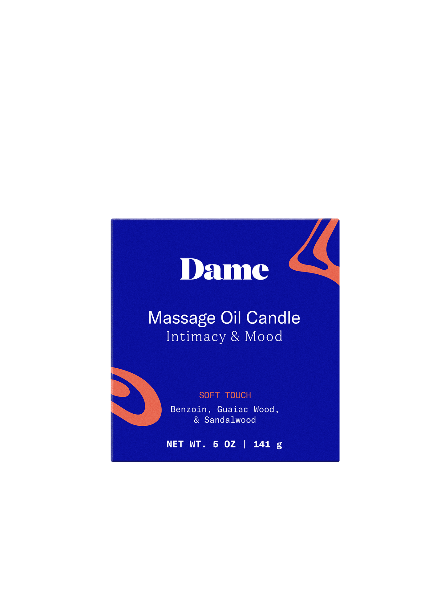 Soft Touch | Dame Massage Oil Candle Blue box packaging