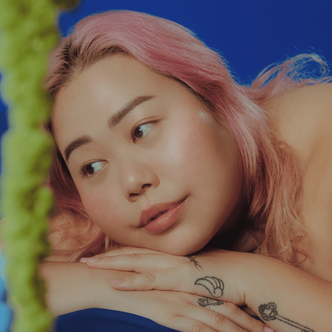 a person looking to their right