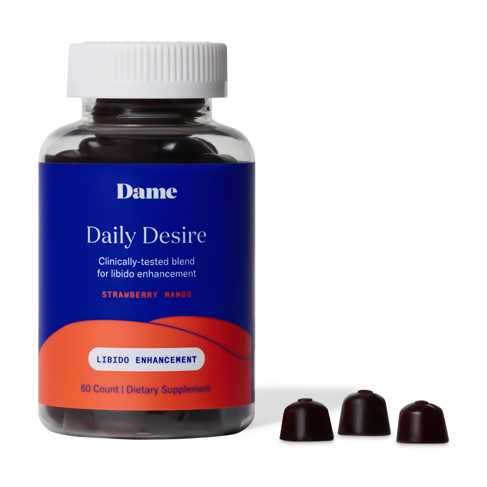 | Seamless | Dame Desire Gummies in bottle and next to bottle