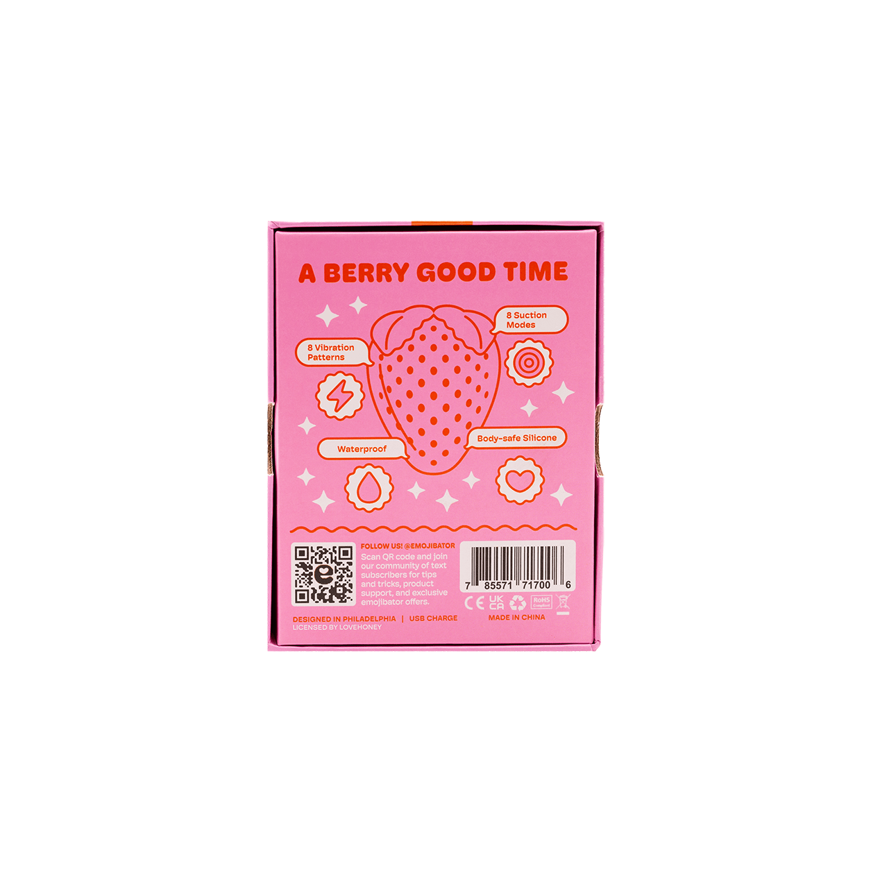 Strawberry Emojibator Clitoral Vibrator and Clit Sucker Dame Products Strawberry Emojibator Clitoral Vibrator and Clit Sucker Dame Products
