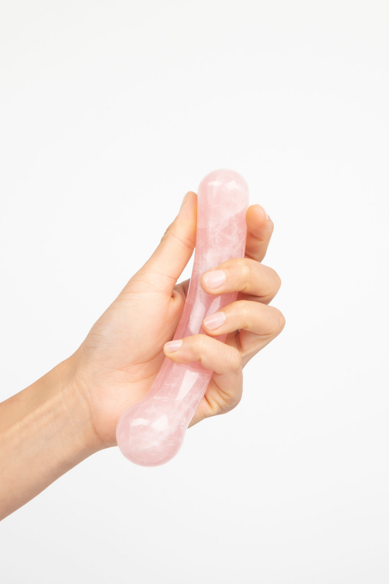 Curve Rose Quartz Crystal Dildo