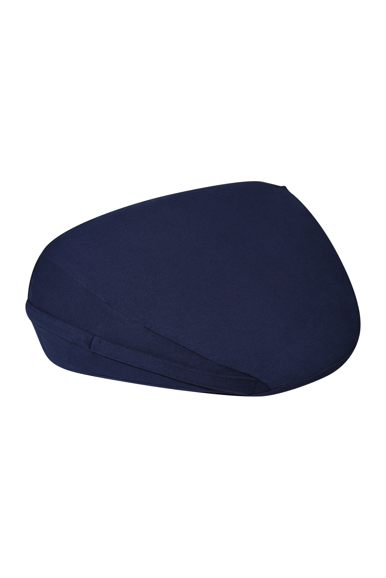 Indigo | Seamless | An indigo-blue pillow, roughly square pyramid shaped, on beige background.