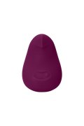 Plum | Seamless | A deep purple, pebble shaped vibrator Pom on an off-white background