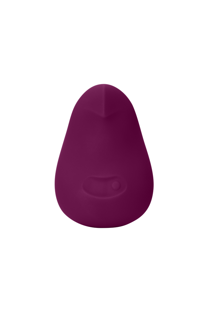 Plum | Seamless | A deep purple, pebble shaped vibrator Pom on an off-white background