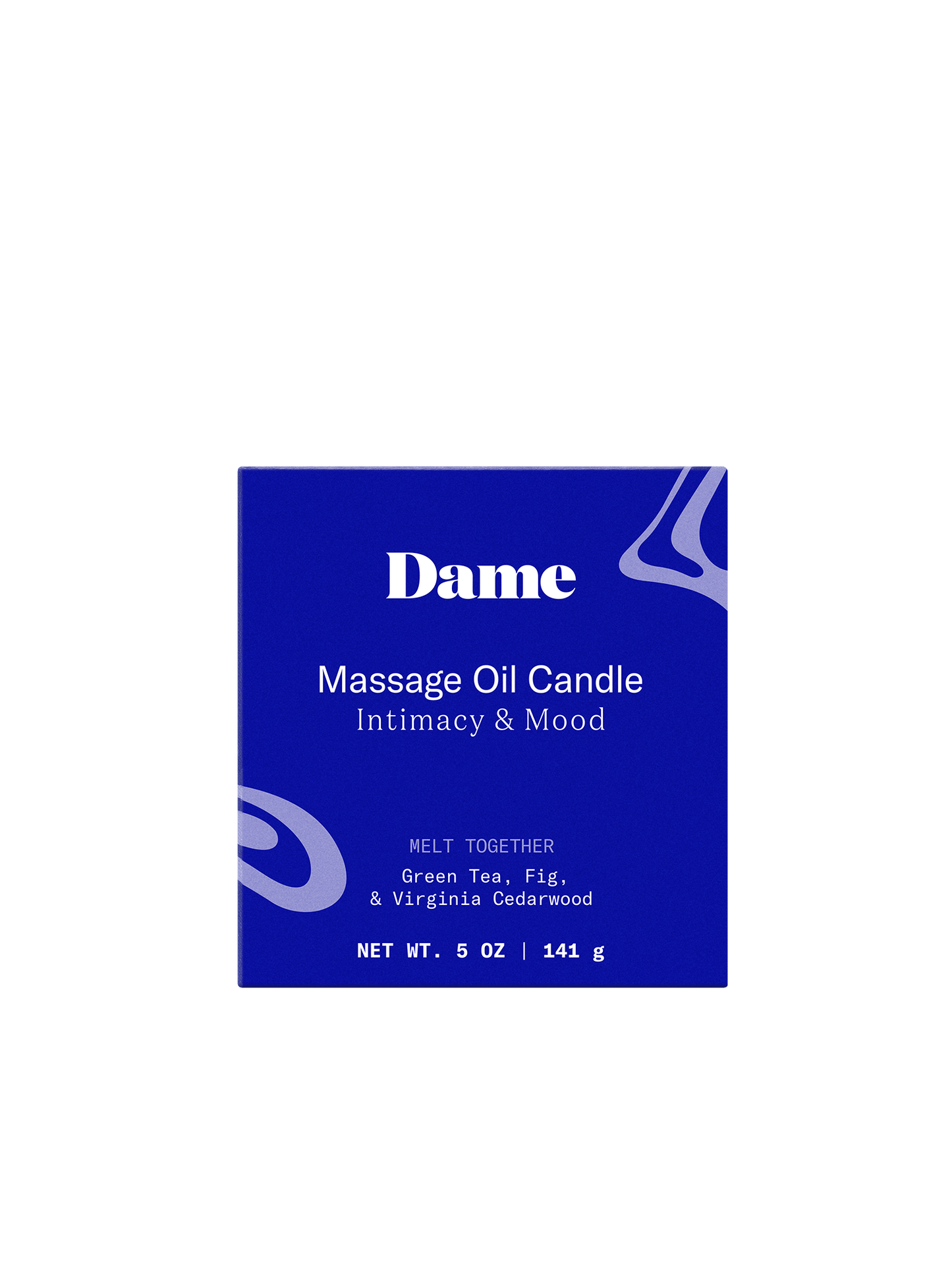 Melt Together | Dame Massage Oil Candle Blue box packaging