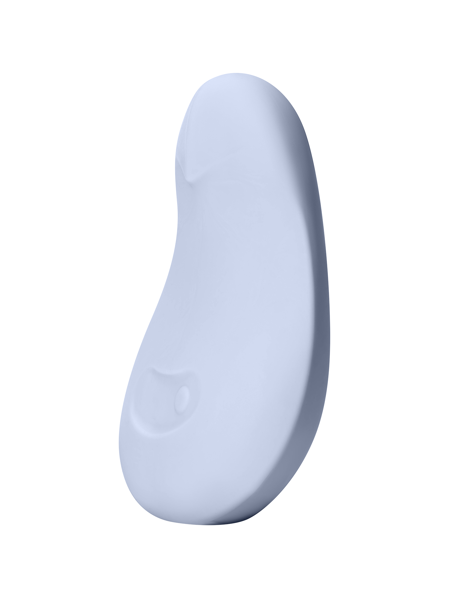 Ice | Seamless | A deep purple, pebble shaped vibrator Pom from the side on off-white background