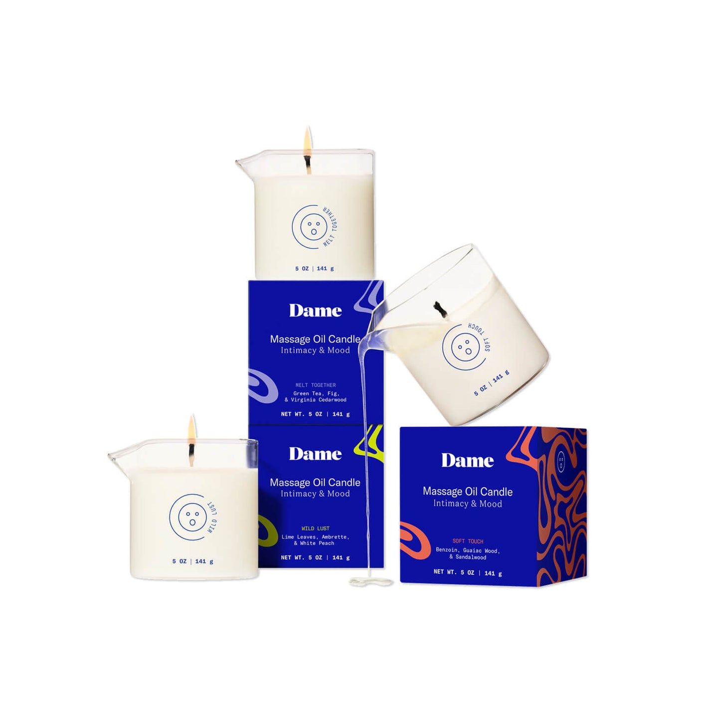 Massage Oil Candle 3 Scents Bundle Dame Products